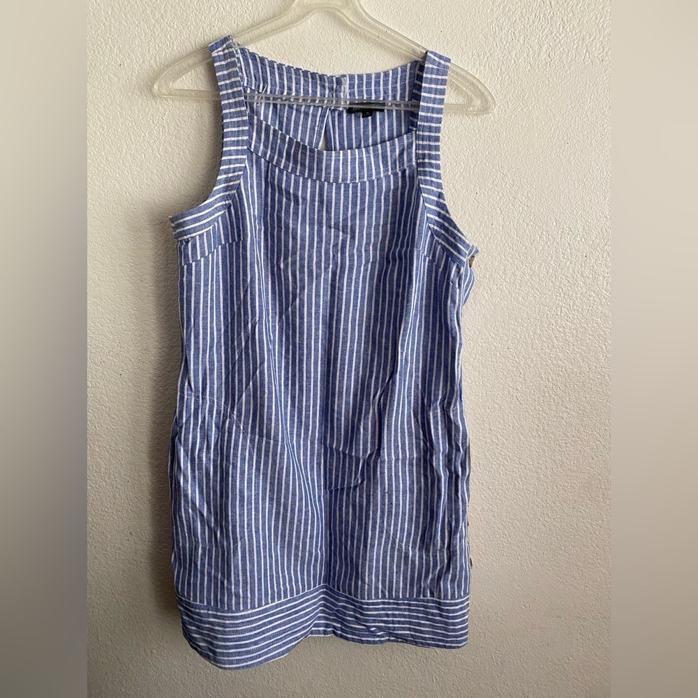 For Cynthia Linen Blend Striped Knee Length Shift Dress M - Picture 4 of 11